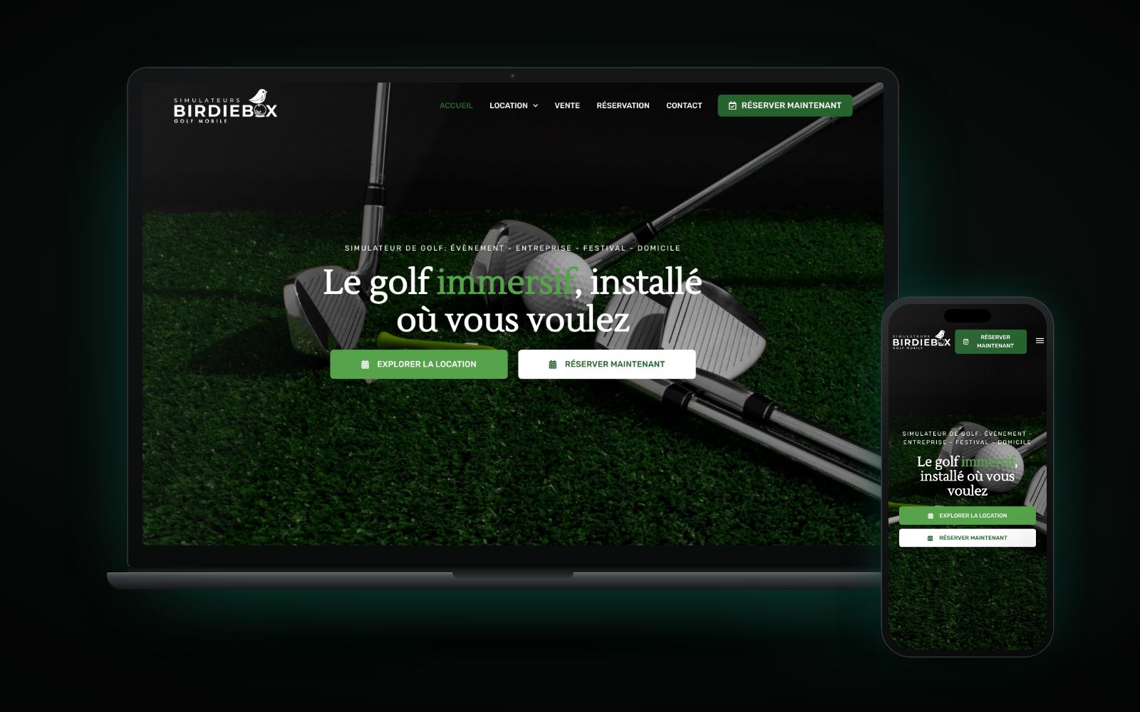 Site web de Birdie Box, conçu par EVO Marketing, sur un ordinateur portable et un téléphone